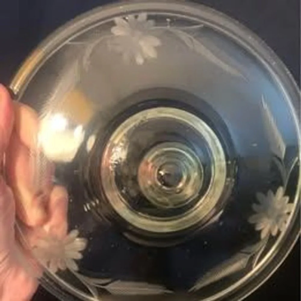 Vintage Glassbake Etched Glass Casserole‎ Dish 1 qt.
